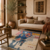 Handwoven Boujaad rug with colorful abstract pattern in Moroccan interior